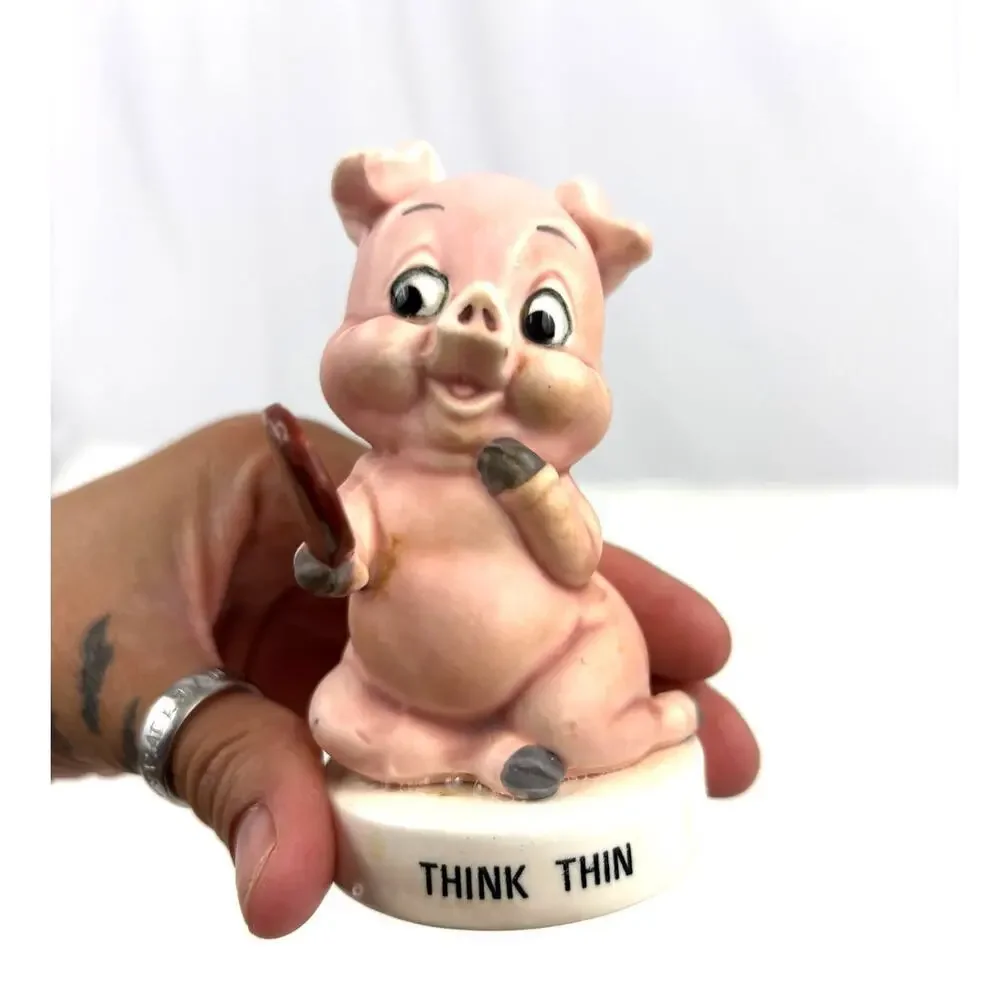 VTG Norcrest Think Thin Pig Figurine‎ Porcelain Japan MCM